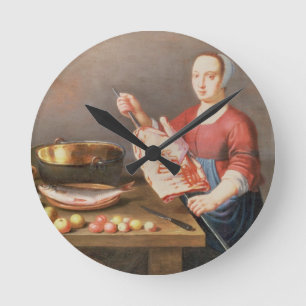 Horloge Ronde Une vie immobile de viande et des poissons avec un