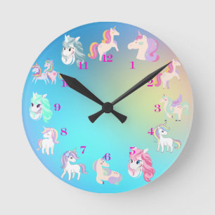 Horloge Ronde Unicorn Clock