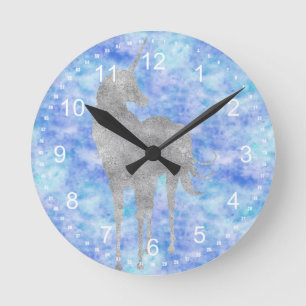 Horloge Ronde Unicorne d'argent