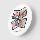 Horloge Ronde Unique 4 Photo Collage Personalized (Angle)