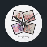 Horloge Ronde Unique 4 Photo Collage Personalized<br><div class="desc">4 Photo Collage Personalized Template wall clock ...  simply add your own photographis and text to this great wall clock ...  easy to personalize ...  customizable photo clock from Ricaso - perfect gift-ideas</div>