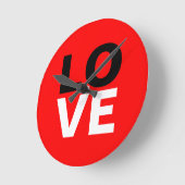 Horloge Ronde Unique Arrière - plan rouge amour romance (Angle)