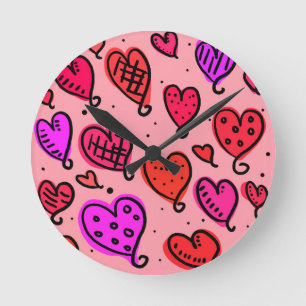 Horloge Ronde Unique mignon Motif de coeur