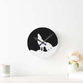 Horloge Ronde Unique Noir & Blanc Pop Art Wolf Silhouette (Maison)