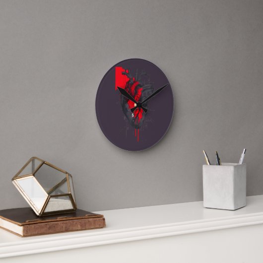 Horloge Ronde Unique Red Splatter Human Heart Wall Clock (Bureau)
