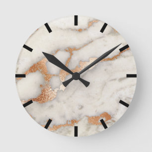 Horloge Ronde Urbain blanc de corail de noir rose de marbre