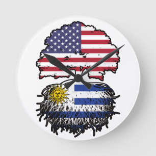 Horloge Ronde Uruguay Amérique uruguayenne drapeau des racines d