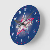 Horloge Ronde USA Estd 1776 Star (Angle)