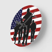 Horloge Ronde USA Flag Marching Soldiers Silhouette Wall Clock (Angle)