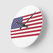Horloge Ronde USA flag red white blue clock (Angle)