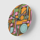 Horloge Ronde Ustensiles de cuisine Motif 3 (Angle)