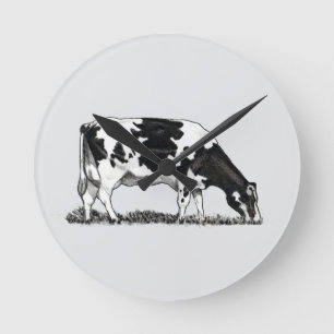 Horloge Ronde Vache laitière Holstein