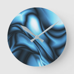 Horloge Ronde Vague de soie bleue