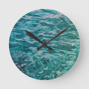 Horloge Ronde Vagues de l'océan émeraude