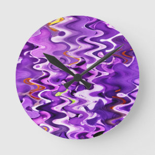 HORLOGE RONDE VAGUES POURPRES DES FLEURS