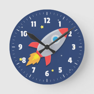 Horloge Ronde Vaisseau Fusée Coloré, Espace Extra-Atmosphérique,
