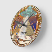 Horloge Ronde Vaisseau Spatial Alien Pyramides (Angle)