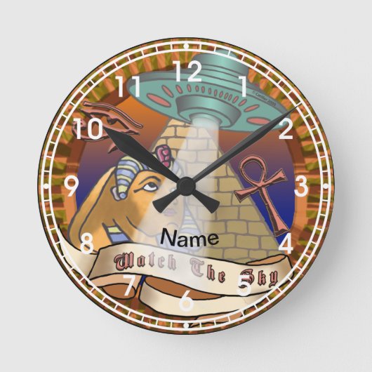 Horloge Ronde Vaisseau Spatial Alien Pyramides (Recto)