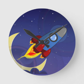Horloge Ronde Vaisseau spatial pour enfants