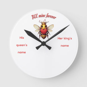 Horloge Ronde Valentine drôle de jeu de mots sur les abeilles