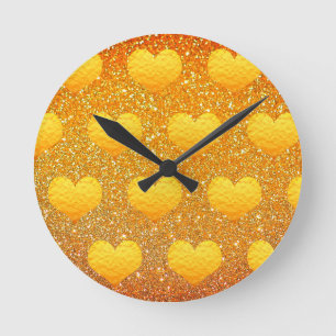 Horloge Ronde Valentine's Day Gold Heart Motif Parties scintilla