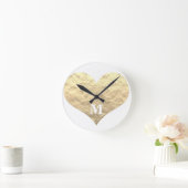 Horloge Ronde Valentine's Day Heart Monogram Initials Gold White (Maison)