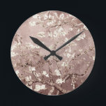Horloge Ronde Van Gogh Almond Blossoms Beige<br><div class="desc">Artiste : Vincent Van Gogh Titre : Les fleurs d'amandes ont modifié la couleur par 2sweet4wordsDesigns</div>