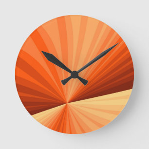 Horloge Ronde Vanille rouge orange Abstraite moderne Fractale gr