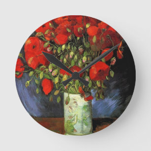 Horloge Ronde Vase aux Coquelicots Rouges Vincent van Gogh