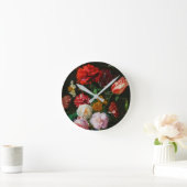 Horloge Ronde Vase de verre avec des fleurs (Maison)