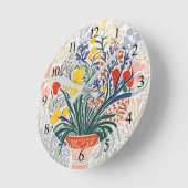 Horloge Ronde Vase et fleurs sauvages (Angle)