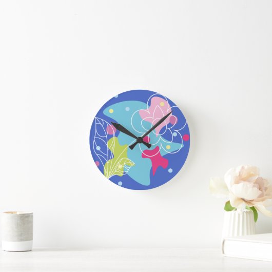 Horloge Ronde Vecteur vectoriel tendance motif d'une fleur d'été (Maison)