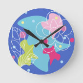 Horloge Ronde Vecteur vectoriel tendance motif d'une fleur d'été (Recto)
