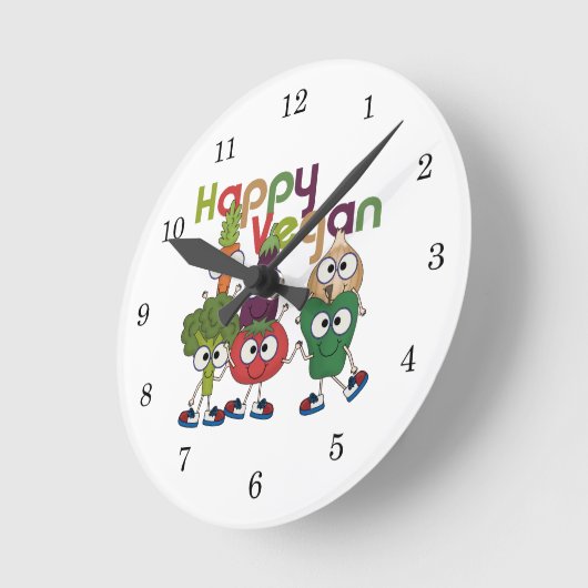 Horloge Ronde Végétalien heureux (Angle)