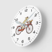 Horloge Ronde Vélo d'équitation de chien avec écureuil mignonne (Angle)