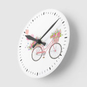 Horloge Ronde Vélo rose fantaisiste (Angle)