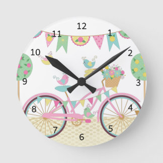 Horloge Ronde Vélo rose mignon
