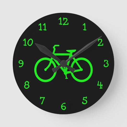 Horloge Ronde Vélo Vert Citron (Recto)