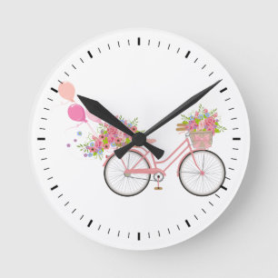 Horloge Ronde Vélo Whimsical Rose