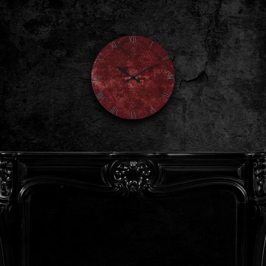 Horloge Ronde Velvety Henna Damask | Grunge rouge