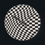 Horloge Ronde Vérifier le tableau de bord du Motif noir et blanc<br><div class="desc">Retro À damiers motif - chèque tordu noir et blanc / damier ondulé et déformé.</div>