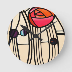 Horloge Ronde Verre en tôle de Charles Rennie Mackintosh