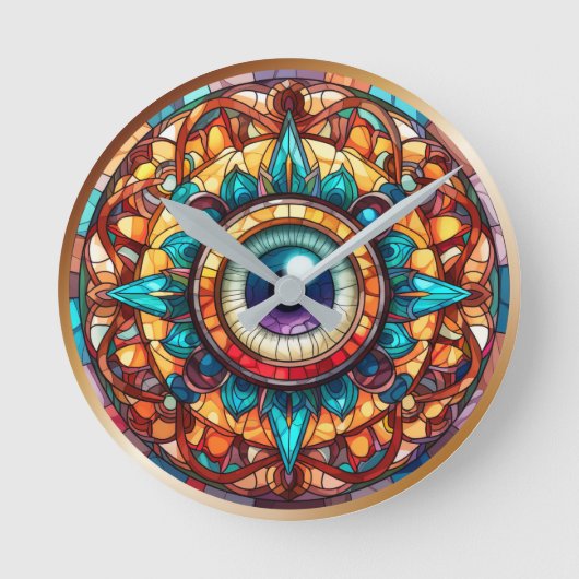 Horloge Ronde Verre Turquoise Orange Evil (Recto)