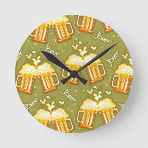 Horloge Ronde Verres de motif de bière