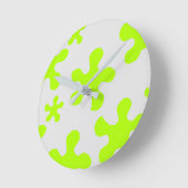 Horloge Ronde vert citron gris amusant mur enfants (Angle)