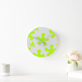 Horloge Ronde vert citron gris amusant mur enfants (Maison)