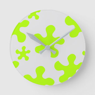 Horloge Ronde vert citron gris amusant mur enfants