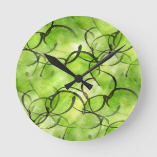 Horloge Ronde vert d'arrière - plan de peinture de main