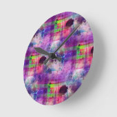 Horloge Ronde Vert de conception, aquarelle pourpre de texture (Angle)