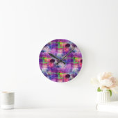 Horloge Ronde Vert de conception, aquarelle pourpre de texture (Maison)